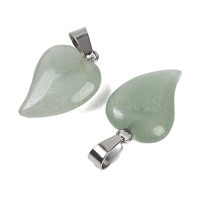 Natural Green Aventurine Heart Pendants G-H073-03P-04-1