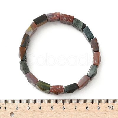 Square Natural Indian Agate Beads Stretch Bracelets for Women Men BJEW-C097-06N-1