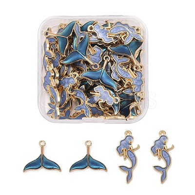 50Pcs 2 Style Alloy Enamel Pendants ENAM-LS0001-10LG-1