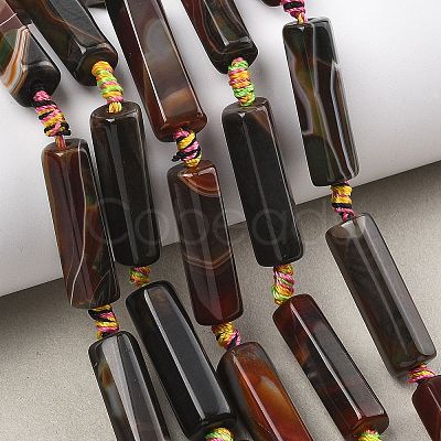 Natural Banded Agate/Striped Beads Strands G-A306-B02-01-1