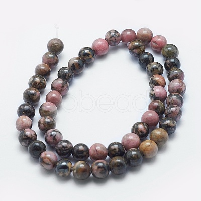 Natural Rhodonite Beads Strands G-K287-16-8mm-1