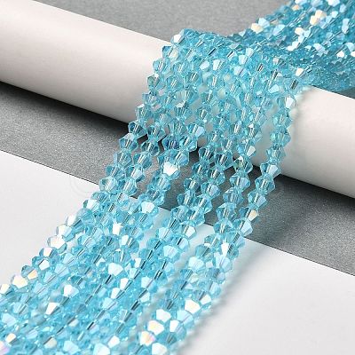 Transparent Electroplate Glass Beads Strands EGLA-A039-T6mm-B20-1