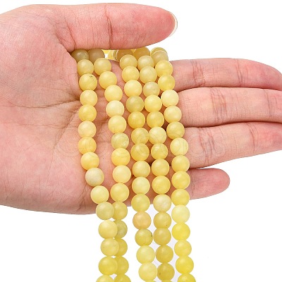 Natural Lemon Jade Beads Strands G-H1631-6MM-1