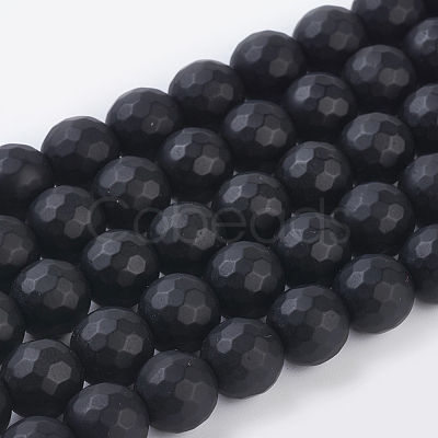 Synthetic Black Stone Beads Strands G-C059-10mm-1-1