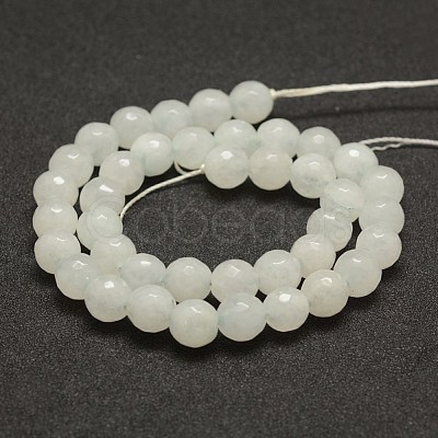 Faceted Natural White Jade Beads Strands G-F448-10mm-1