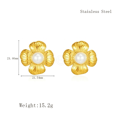 Classic 304 Stainless Steel Imitation Pearl Flower Stud Earrings GL7726-1