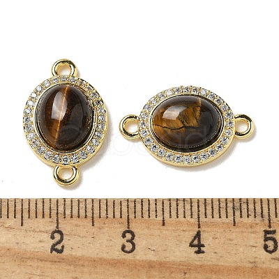 Brass Micro Pave Clear Cubic Zirconia Connector Charms KK-R210-23G-1
