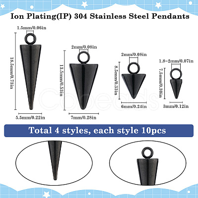 40Pcs 4 Styles Ion Plating(IP) 304 Stainless Steel Pendants STAS-SC0008-75-1