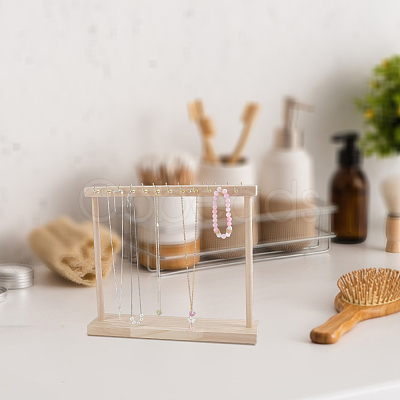 Rectangle Wooden Necklace Organizer Display Stands NDIS-WH0010-36C-1