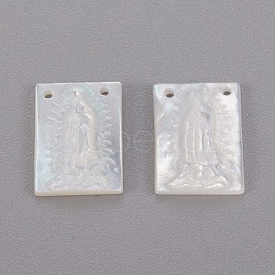 Natural White Shell Mother of Pearl Shell Charms SHEL-K004-03-1