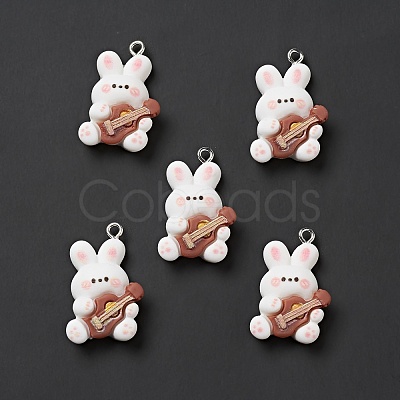 Music Theme Opaque Resin Pendants X-RESI-E024-06P-02-1