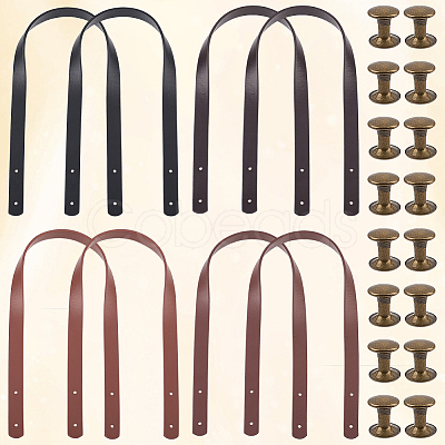 8 Bags 3 Colors PU Leather Bag Handles FIND-CL0001-08-1