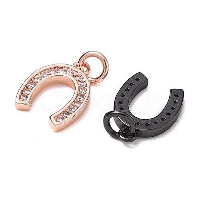 CZ Brass Micro Pave Cubic Zirconia Horse Shoe Charms ZIRC-L018-13-1