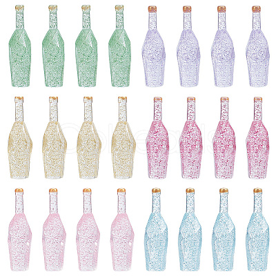 Olycraft 24Pcs 6 Colors Dummy Bottle Transparent Resin Cabochon RESI-OC0001-58-1