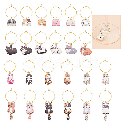 Brass Wine Glass Charms AJEW-GO00018-1