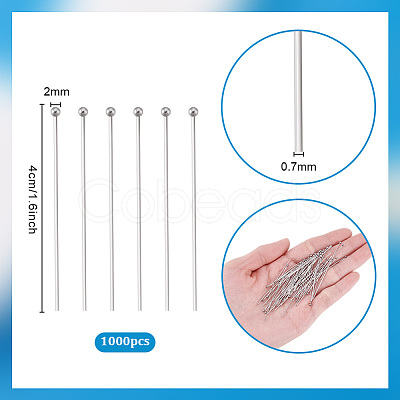 Tarnish Resistant 304 Stainless Steel Ball Head Pins STAS-PH0006-41A-1