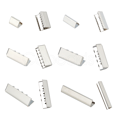 42Pcs 6 Sizes Brass Ribbon Crimp Ends KK-PH0009-45-1