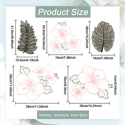 5Pcs Organza Flower & Leaf DIY-WH0622-250-1