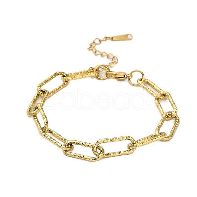 304 Stainless Steel Paperclip Chain Bracelets for Women BJEW-Q040-02G-1