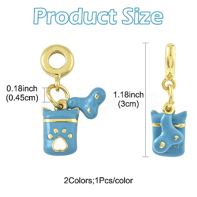 2Pcs 2 Colors Brass Enamel European Dangle Charms KK-FS0001-82-1