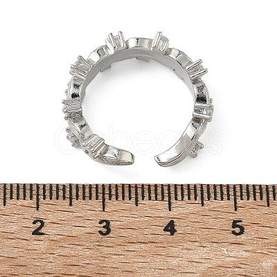 Brass Micro Pave Cubic Zirconia Cuff Open Rings RJEW-C163-10P-1