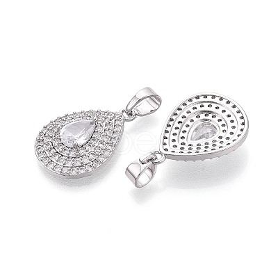 Brass Pave Clear Cubic Zirconia Pendants KK-T081-05P-1