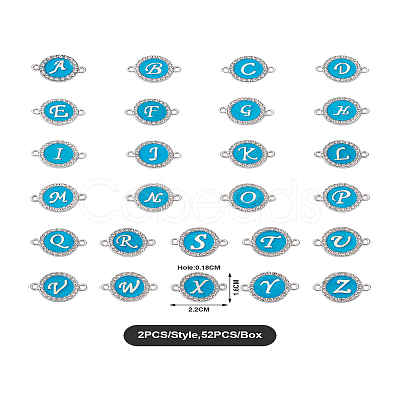 26 Letters Alloy Enamel Links Connectors ENAM-TA0002-19B-1