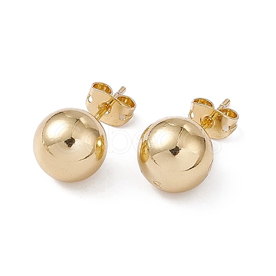 Rack Plating Brass Round Ball Stud Earrings for Women EJEW-F294-08E-G-1