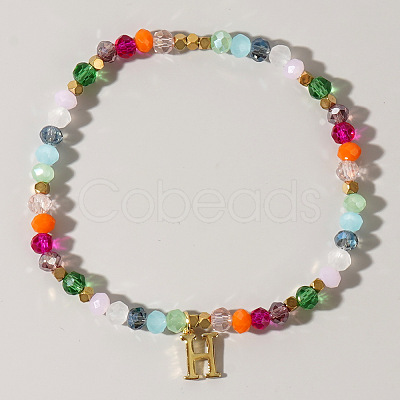 Brass Initial Charm Bracelets KC4213-8-1