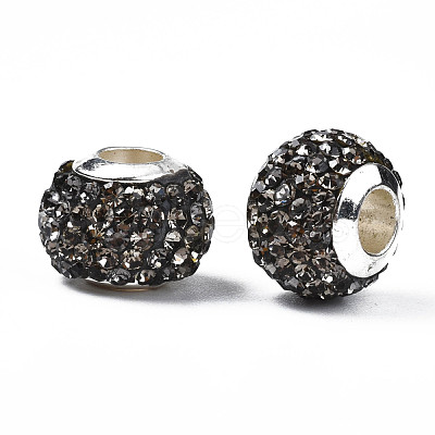 Handmade Polymer Clay Rhinestone European Beads RB-N053-001-05-1
