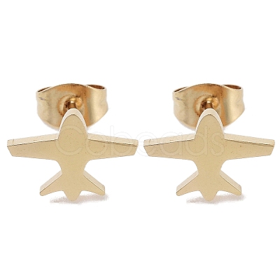 PVD Vacuum Plating 304 Stainless Steel Stud Earrings for Women EJEW-A048-21G-1