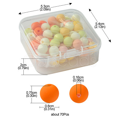 70Pcs Rubberized Style Acrylic Beads MACR-FS0001-71D-1