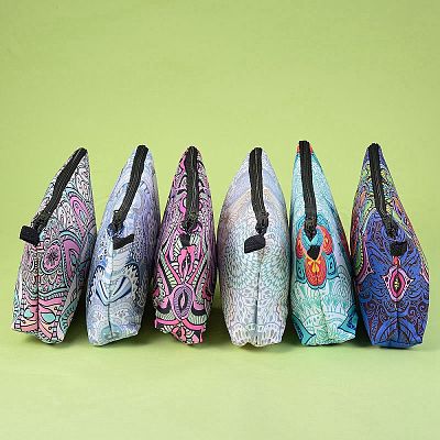 6Pcs 6 Colors Polyester Tarp Zip Cosmetic Pouches ABAG-SZ0001-25-1