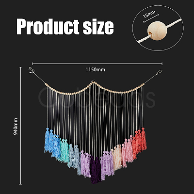 Woolen Yarn Boho Tassel Wall Hanging Ornaments HJEW-WH0071-02-1