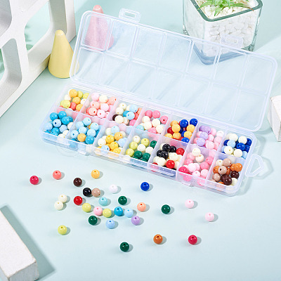 252Pcs 14 Colors Opaque Acrylic Beads SACR-TA0001-49-1