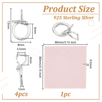 4Pcs Rhodium Plated 925 Sterling Silver Twister Clasps STER-OC0001-03P-1