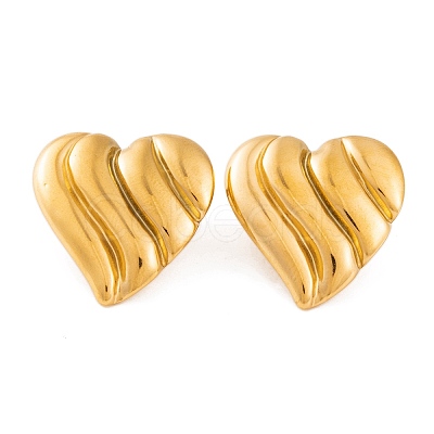 Ion Plating(IP) Heart 304 Stainless Steel Stud Earrings for Women LS-EJEW-L272-033G-02-1