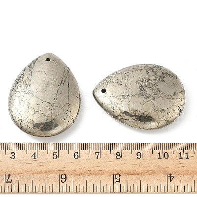 Teardrop Natural Pyrite Pendants G-I125-35A-A-1