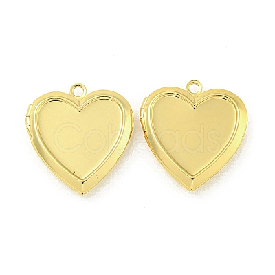 Rack Plating Heart Brass Locket Pendants KK-T071-11G-1