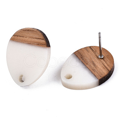 Resin & Walnut Wood Stud Earring Findings MAK-N032-006A-H01-1
