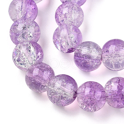 Transparent Crackle Baking Paint Glass Beads Strands DGLA-T003-01B-10-1