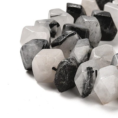 Natural Black Rutilated Quartz Beads Strands G-N327-05-01-1