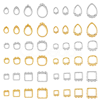 48Pcs 24 Style Brass Sew on Prong Settings KK-FH0006-93-1