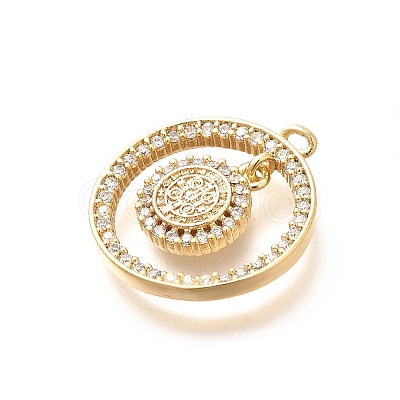 Brass Micro Pave Cubic Zirconia Pendants KK-G519-07G-02-1