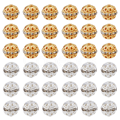 120Pcs 2 Colors Alloy Rhinestone Beads RB-HY0001-05-1