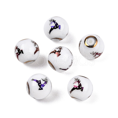 Christmas Opaque Glass Beads LS-EGLA-R113-03G-1