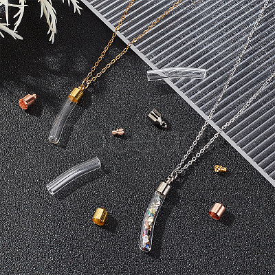 PandaHall Elite 6 Set 3 Colors Transparent Glass Vial Pendant Normal Link Connectors GLAA-PH0002-31-1