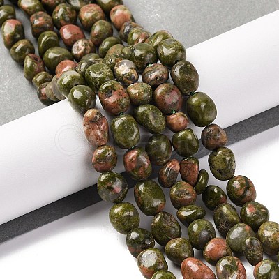 Natural Unakite Beads Strands G-G146-A14-01-1