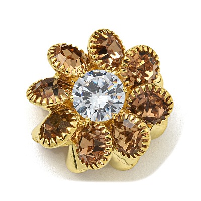 Brass Smoked Topaz Rhinestone Beads KK-I715-26S-01-1