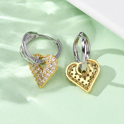 Brass Micro Pave Clear Cubic Zirconia Hoop Earrings EJEW-D322-08PG-01-1